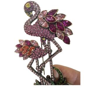 HEIDI DAUS Pink Rhinestone FLAMINGO Bird Shore Thing Brooch